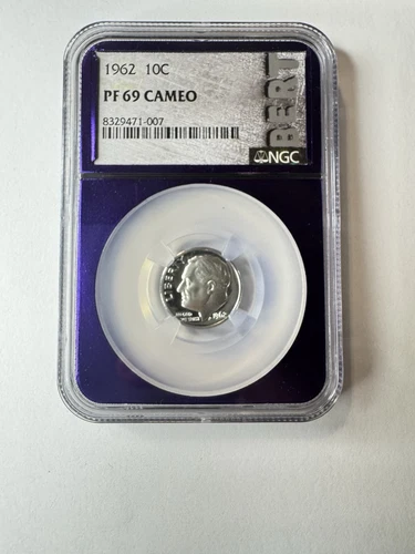 1962 Roosevelt Proof Dime Graded PF69 CAMEO by NGC, Bert Purple Core Rare