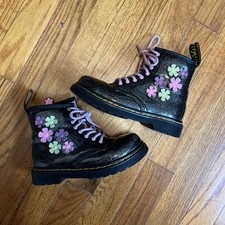 Dr. Martens Toddler Black Pink Floral Boots- Toddler US Size 9