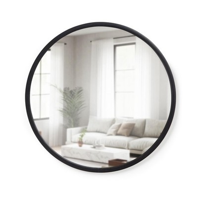 Umbra Hub Round Wall Mirror with Rubber Frame, Modern Style for Bathroom, Ent...