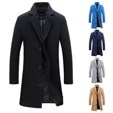 Men's Winter Warm Formal Trench Coat Long Jacket Smart Work Overcoat Outwear
