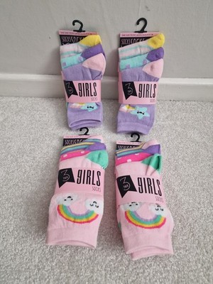 Mädchen Socken Größe 12,5-3,5 12 Paar rosa lila gestreift gepunktet Regenbogen