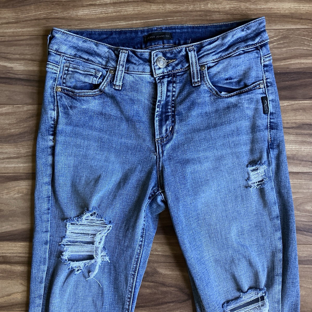 Silver Jeans Womens 28 Blue Suki Bootcut Distressed Stretch Denim 