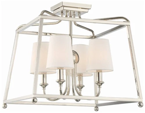 Crystorama Sylvan 16" Wide Nickel Open Cage Ceiling Light with Shades - Picture 2 of 6