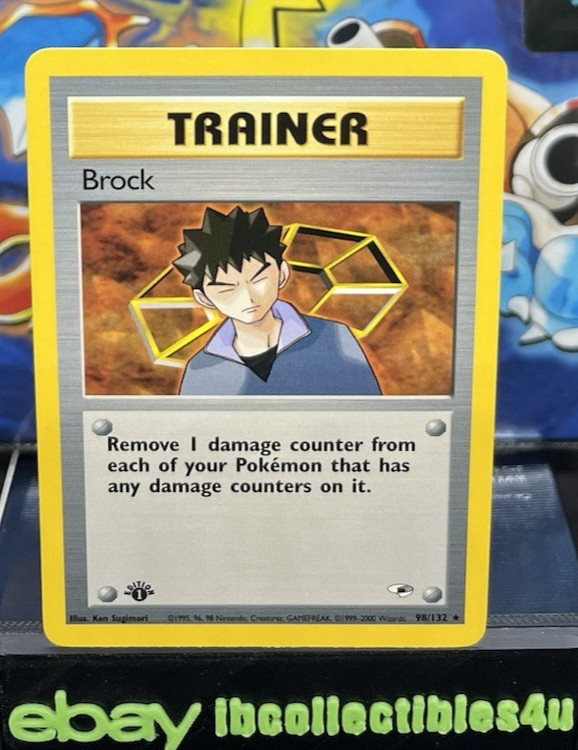 Pokémon Card 1st Edition Brock Rare Gym Heroes WOTC 2000- 98/132 - NM EX F/S