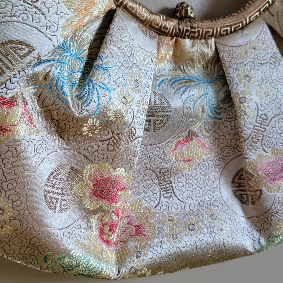 De Colección Seda Brocado Bolso de Mano Noche Bolso de Hombro Asiático Floral Geométrico Griego Foto 3 de 4