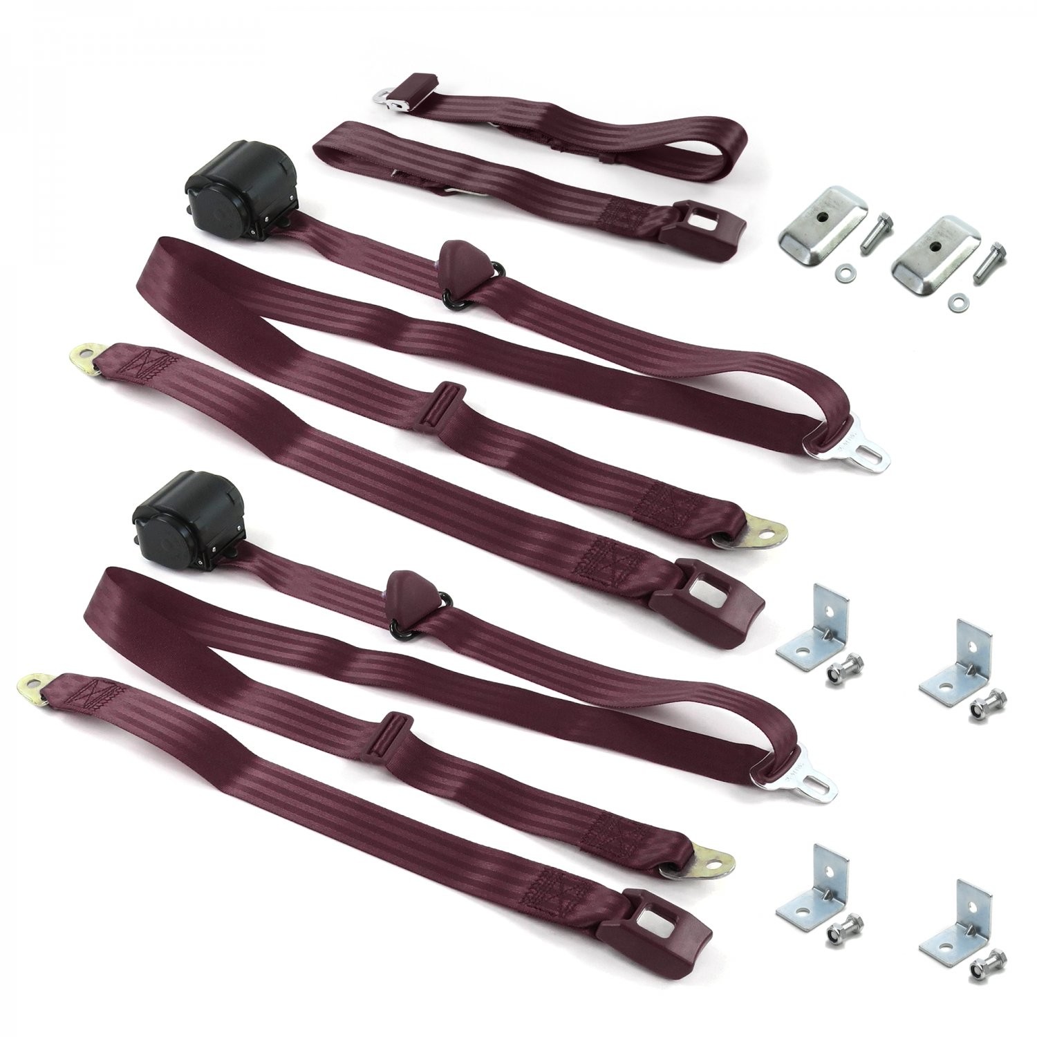 Ford GT40 1964 - 1969 Standard 3pt BURG Bench Seat Kit w/Brackets 3 Belts