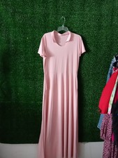 I'm Branded Maxi Pink Dress With Pockets Short Sleeves