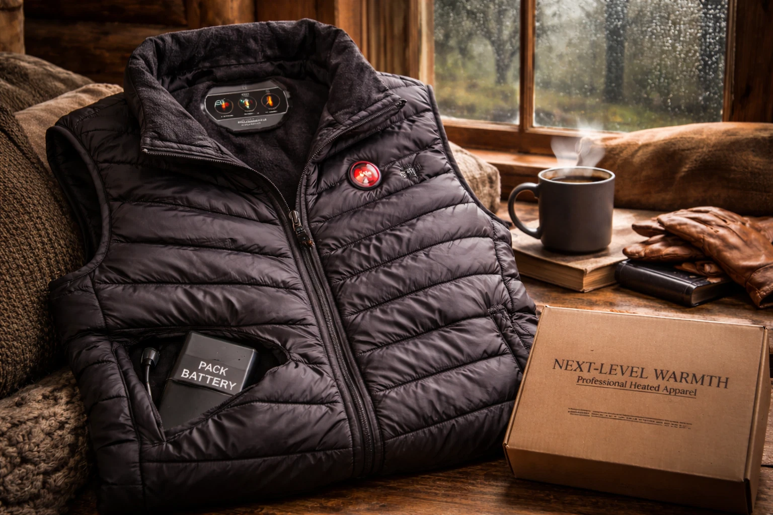 Electric Heated Vest Mens XL L Battery Heated Jacket Rechargeable, 12000mah Bat