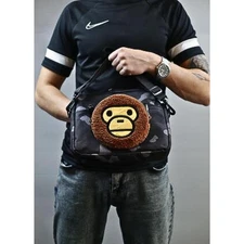 NWT Bape Kids A Bathing Ape Milo Camo Black Shoulder Bag Pouch – Unisex