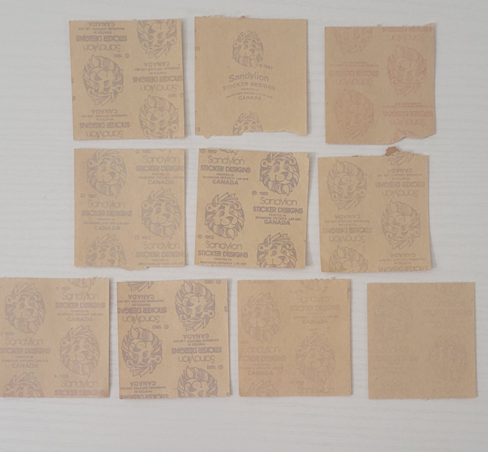 VTG Sandylion Fuzzy Sticker Mods Otters Skunk Pony Cat Brown Backing RARE 1980s