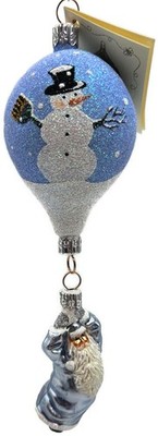 Patricia Breen Into the Blue Santa Claus Snowman Balloon Christmas Tree Ornament