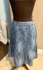 Y2K Studio West Denim Maxi Skirt Womens Large Patchwork Western Rodeo Flare