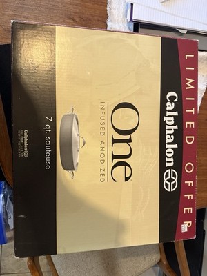 CALPHALON 7 Qt  Infused Anodized Nonstick Sauteuse PAN w/ Handles & Lid.  NOS