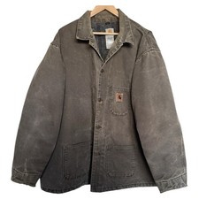 VTG Carhartt Duck Canvas Blanket Lined Jacket Mens 2XL Detroit USA C58 CHT Brown