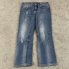 Miss Me Jeans 26 Fits 28.5x24.5 Boyfriend Capri Embellished Pockets Denim T155