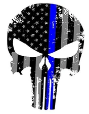 K9King Punisher Skull 5.5 x 4 Inch Tattered Subdued Us Flag Reflective Blue