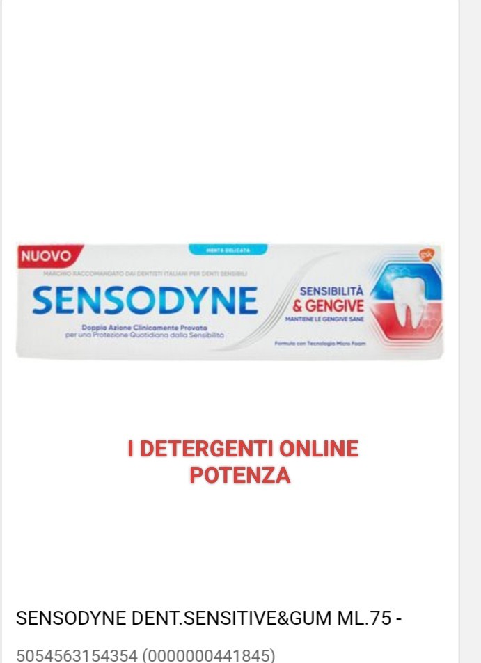 2pz Dentifricio Sensodyne Sensibilità & Gengive per fastidi gengivali 75ml