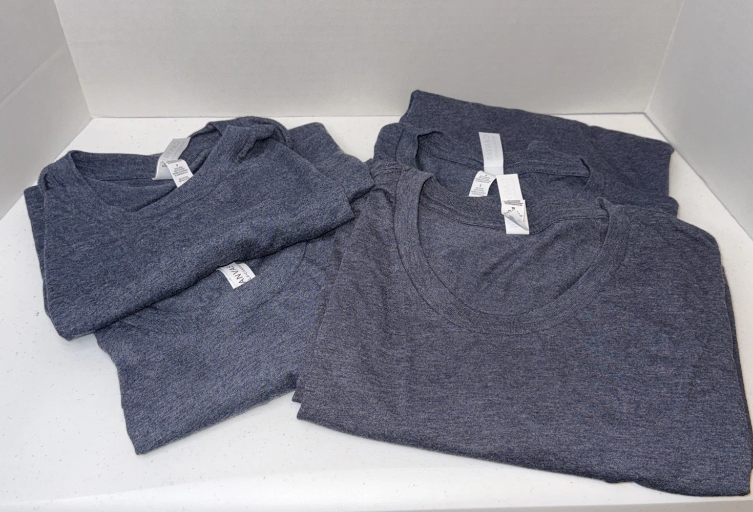 BELLA+CANVAS RN 87370Unisex Short Sleeve Heather Crew Neck Modern T-Shirt Navy