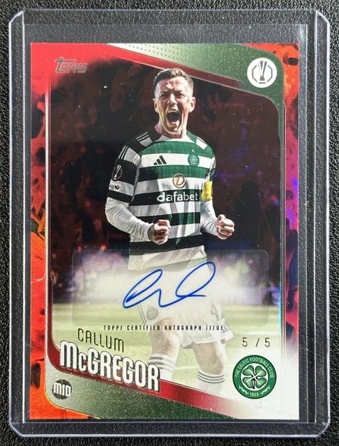 Callum Mcgregor 2025-26 Topps UEFA CC #BA-CM AUTO RED INFERNO HOLO 5/5 CELTIC