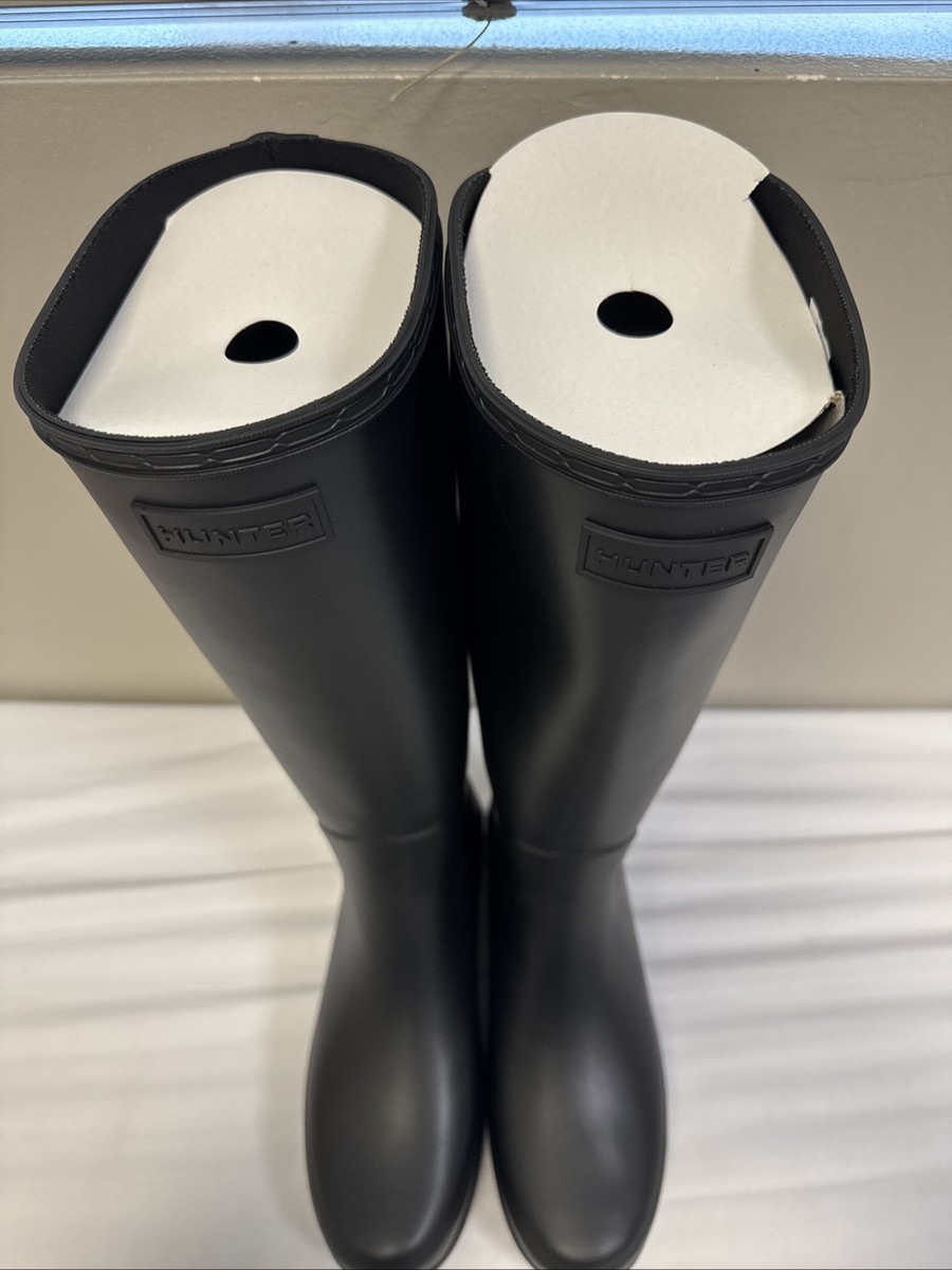 靴 HUNTER ORIGINAL REFINED TALL BOOTS Women's Refined Tall Rain Boots - Black | Hunter Boots