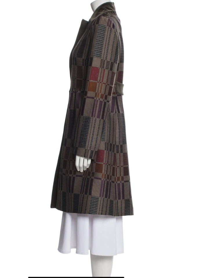 Abrigo largo para mujer Etro Milano mezcla de lana jacquard estampado geométrico Italia Foto 2 de 4