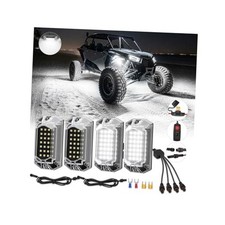 Full Angle All Pure White LED Rock Lights Kit Plug and Play 6500K 112LEDs 4Pods