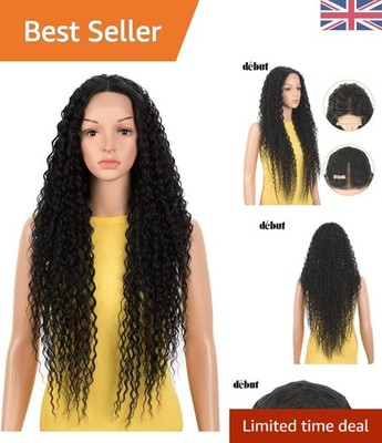 Realistische 28 Zoll Lace Front lockige Perücke - bequeme Kappe, hitzebeständige Faser