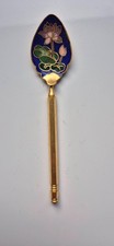 Prachtvoller Emaille-L&ouml;ffel / Sammlerl&ouml;ffel &ndash; Lotus-Bl&uuml;te &ndash; Cloisonn&eacute;-Stil