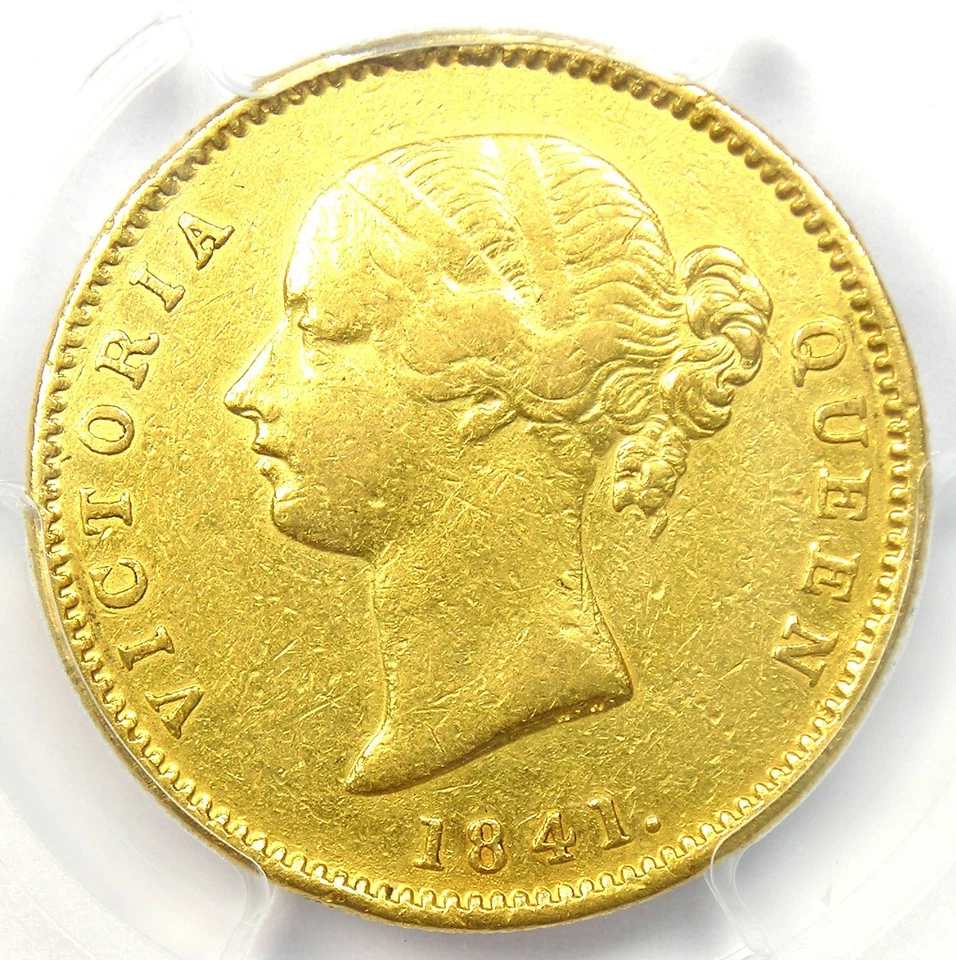 1841-C India Victoria Gold Lion Mohur Coin - Certified PCGS VF Details - Rare! - Image 4 of 4