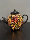 Vintage Tiffany Style Stained Glass Teapot Lamp Beautiful Works Perfect