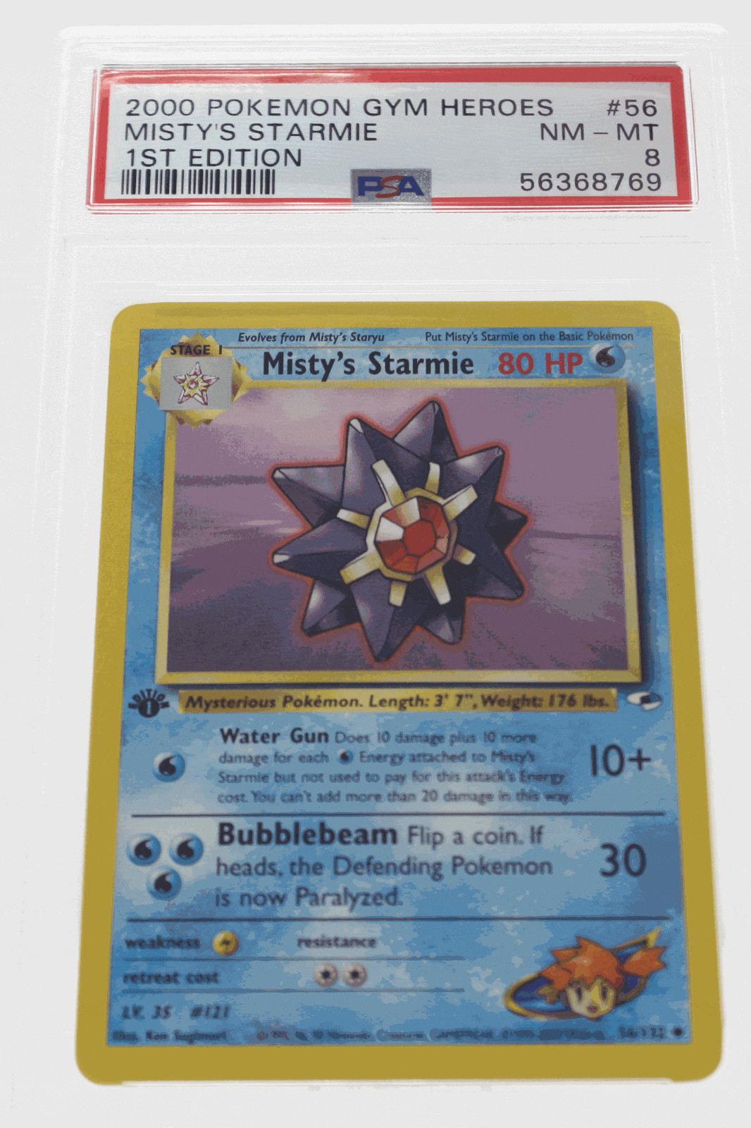PSA 8 NEAR MINT MINT 2000 Pokémon Gym Heroes #56 Misty's Starmie 1st Edition !!!