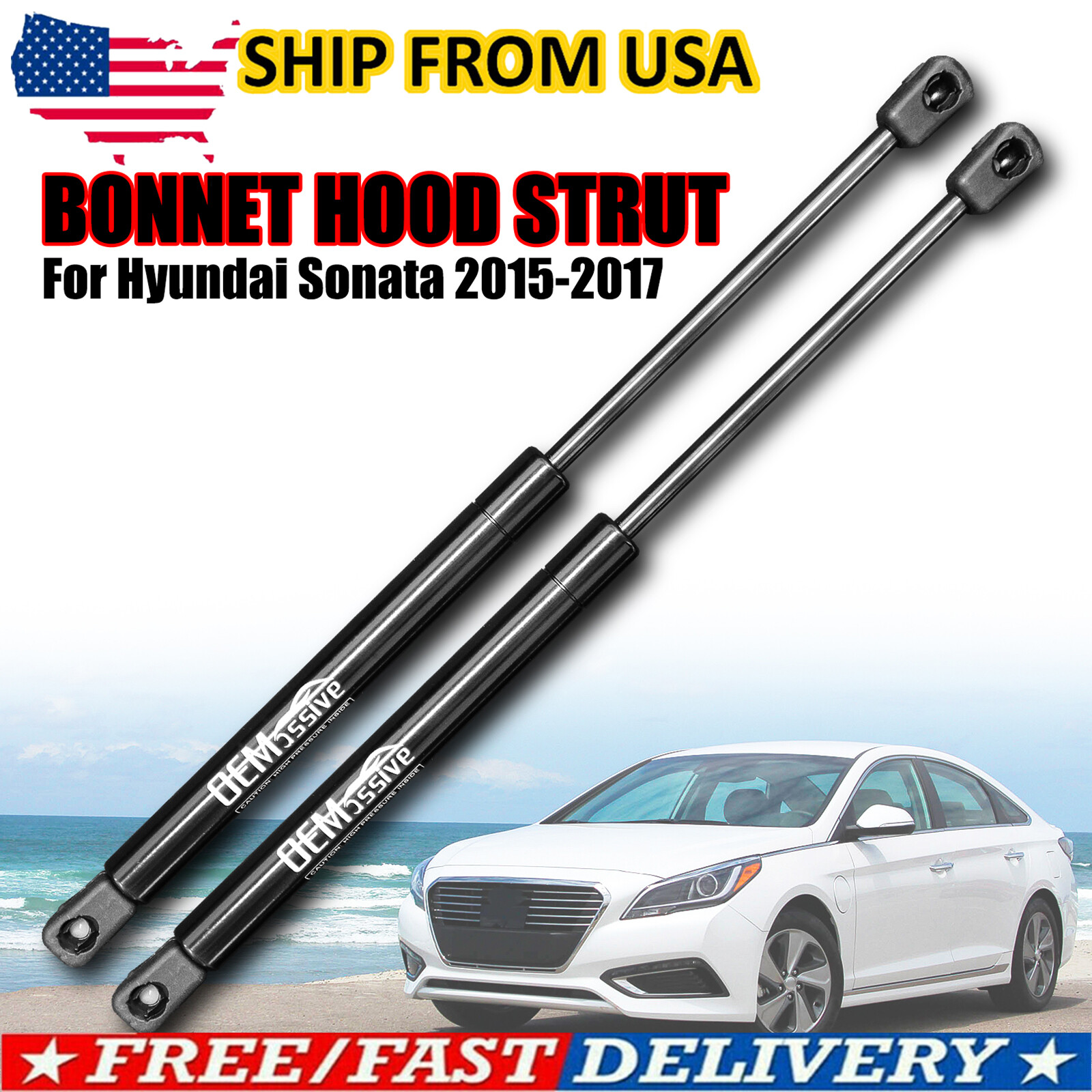 2Pcs Hood Struts For Hyundai Sonata 20152017 Sedan Shock Gas Lift