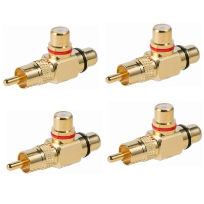 4 Pcs RCA Phono Splitter Plug 1 Male to 2 Female Audio Adapter Connector N526