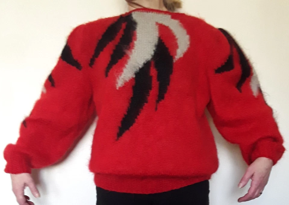 Pull mohair rouge,noir,gris - Photo 1/1