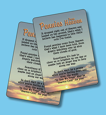 Pennies From Heaven Poem 2 Verse Cards Sku 726 A Ebay