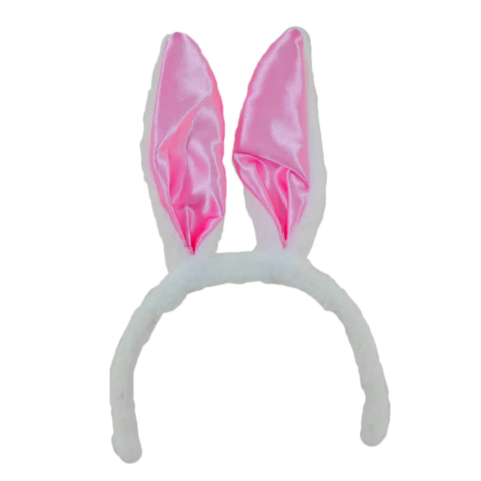 Soft White & Bright Pink Easter Bunny Ears Headband - Image 2 of 4