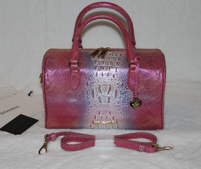 BRAHMIN Stacy Satchel  Iridescent Piink Sundial Leather Purse Crossbody Bag $385