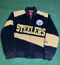 Vintage Y2K Pittsburgh Steelers Leather Mens Large NFL Full Zip Varsity Jacket