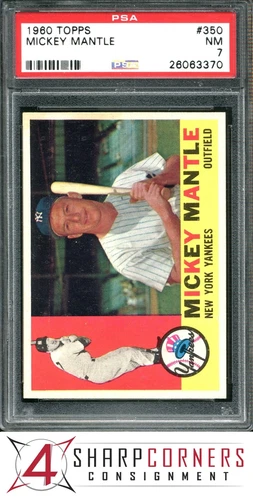 1960 TOPPS #350 MICKEY MANTLE YANKEES HOF PSA 7