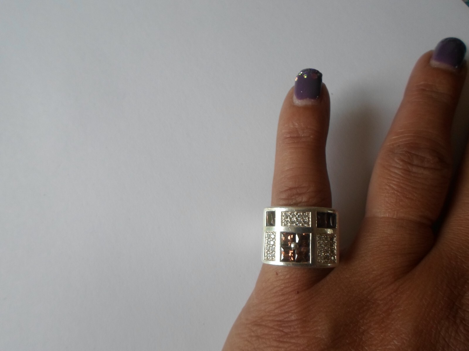 solid silver ring, knight, smoked quartz pavement… - image 4