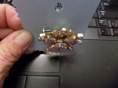 Vtg Art Deco AURORA BOREALIS Rhinestone Cluster Geometric emerald cut Pin Brooch - Picture 3 of 5
