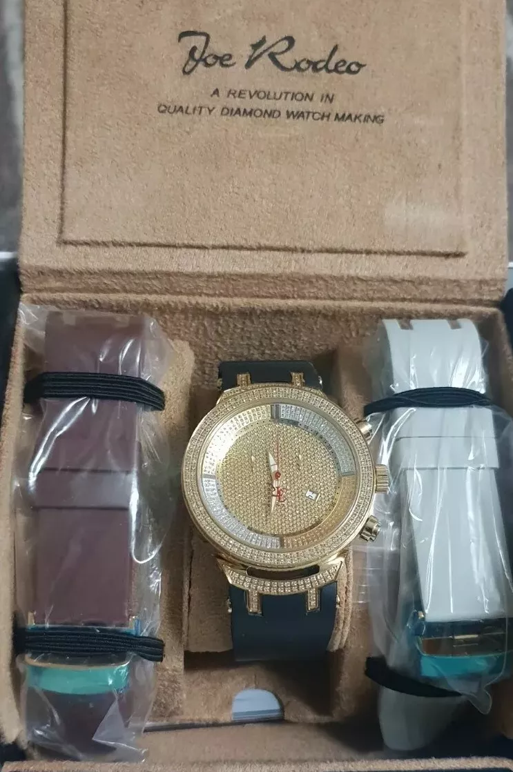 New gold tone Mens JOJO Joe Rodeo master jjm9 2.20ct.apx.242pcs.Diamonds watch