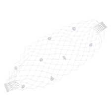 White Bridal Birdcage Veil with Fluff Ball Nylon Fascinator Mesh Face Veil wi...