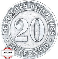 J 6  20 Pfennig KAISERREICH von 1888 J in SS 927211