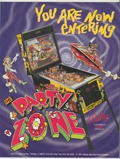 Party Zone Pinball Game advertising flyer Bally 1991 Science Fiction theme