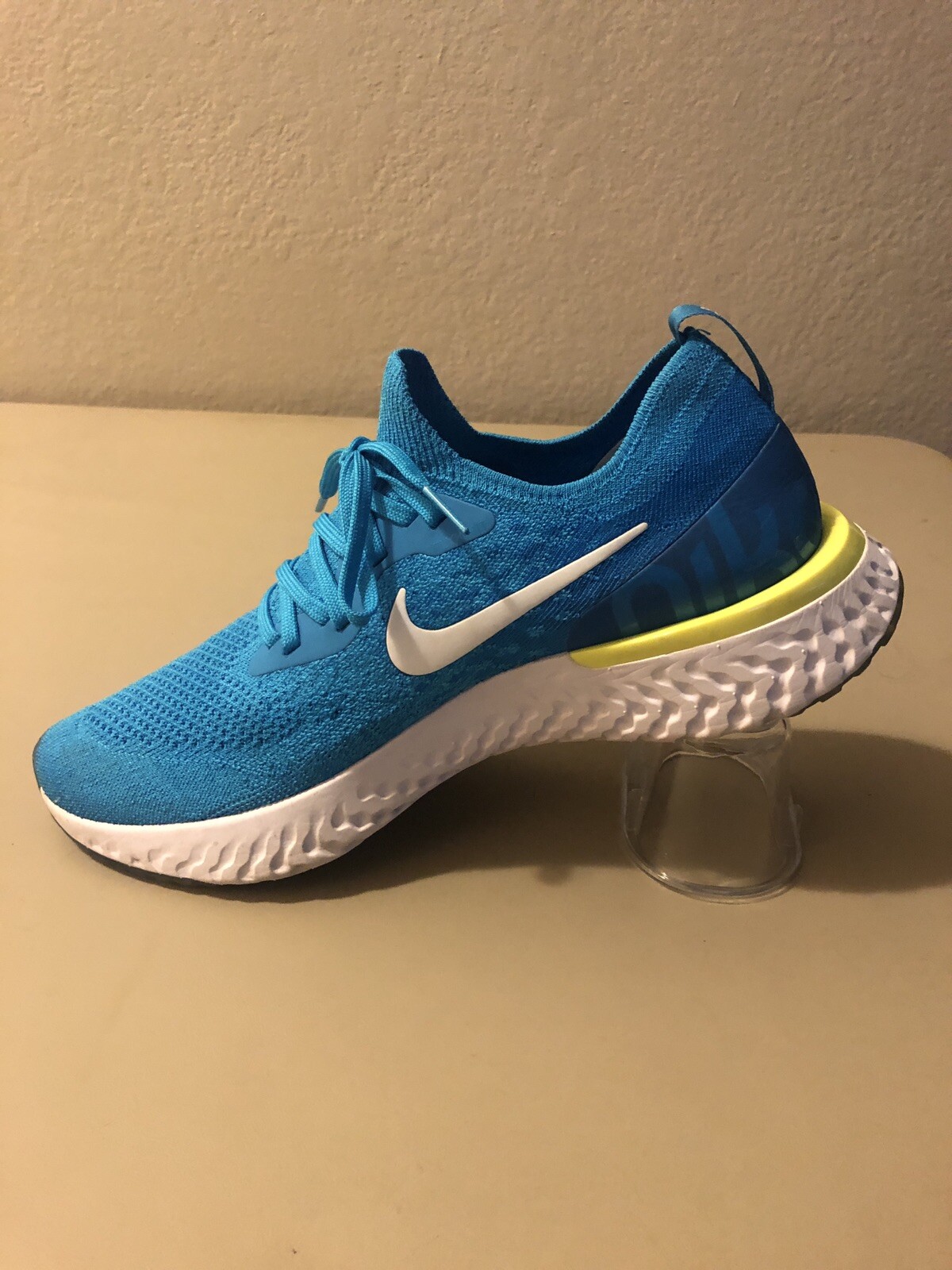 nike epic react flyknit white blue