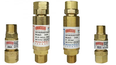 IBEDA Sicherheitseinrichtung GG DGN -O -F Rückschlagventil O2 G 1/4 3/8 Flammen