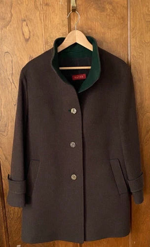 Bauer Women's Brown/Green Alpaca Wool Coat SZ 42 L-XL
