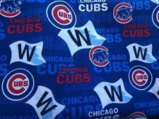NEW COTTON Fabric 1/4 yard 9 inches X 44 inches CHICAGO CUBS W WIN FLAG DIY MASK
