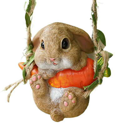 Small Resin Swing Rabbit Outdoor Decor Bunny Garden Rabbit Statue Lawn Ornament